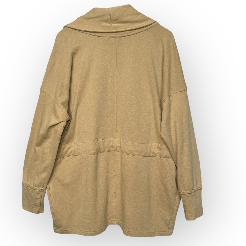 Knox Rose Womens XL Tan Drawstring Waist Open Front French Terry Cardigan Jacket - Picture 2 of 11